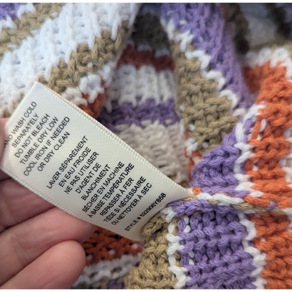 Rebecca Taylor Cotton Multi Colored Chevron Striped Knit Sweater Hoodie Small - Picture 8 of 9